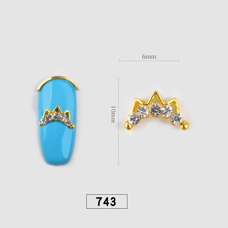 10 шт очаровательные украшения для дизайна ногтей металлический сплав блестящие хрустальные стразы ювелирные изделия 3D аксессуары для маникюра - Цвет: 743