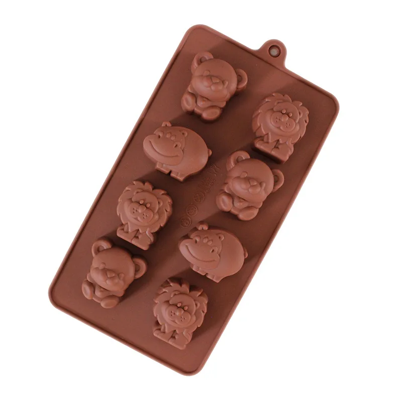 

8 Holes Chocolate Mold Lion Bear Hippo Animal Form Silicone Mould DIY Handmade Pudding Fondant Molds Cake Decorating Tools