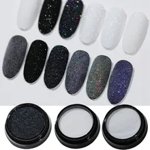 2 г Блестящий Порошок для ногтей Блестящий сахар голографический лазер мерцающий пылезащитный пигмент хромированные украшения для ногтей черно-белая основа