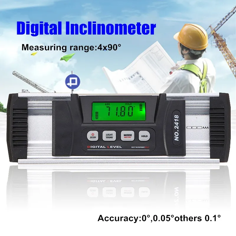 

360 Degree Digital Protractor Inclinometer Level Box Level Measuring Tool Electronic Angle Finder Angle Meter With Magnetic Base