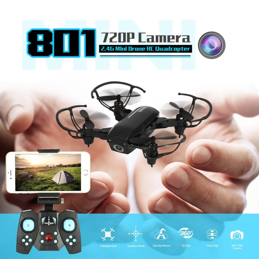 

801 2.4G WIFI 720P Camera Mini Foldable Drone Altitude Hold Headless One-key Return 3D Eversion Speed Switch RC Quadcopter Drone