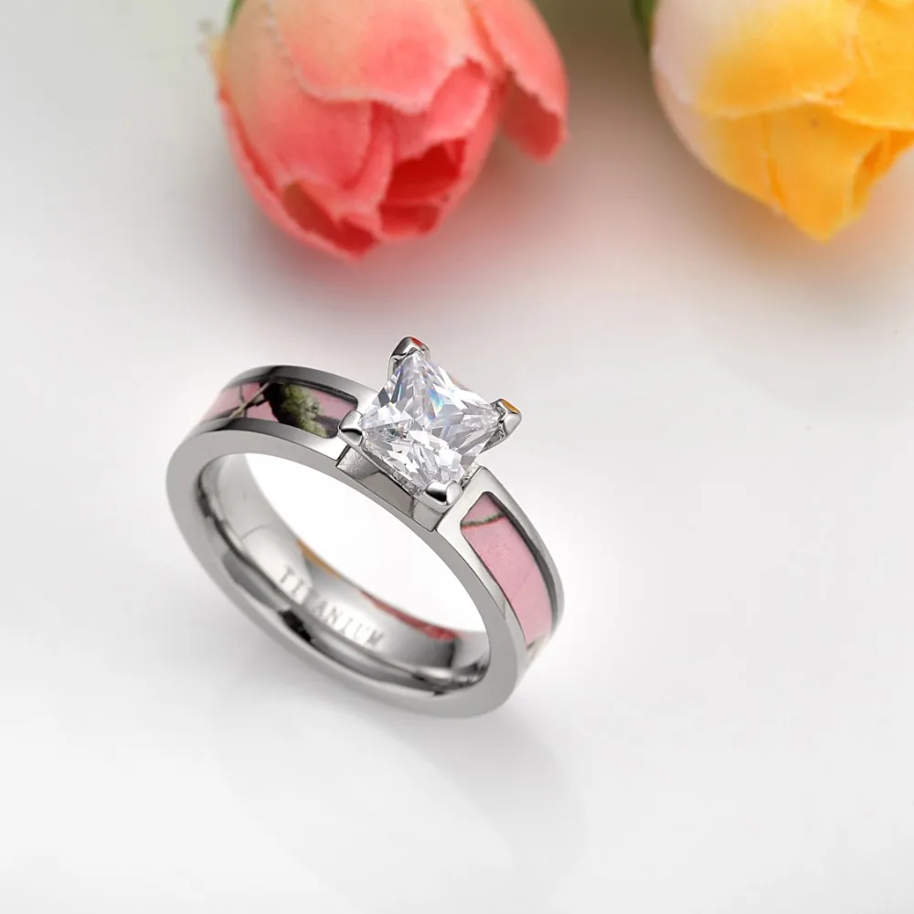 Женское кольцо Somen, 5 мм, кубический цирконий, титановое кольцо, розовое дерево, камуфляжный дизайн, свадебные кольца для женщин, модное ювелирное изделие, Boho Anillos Mujer