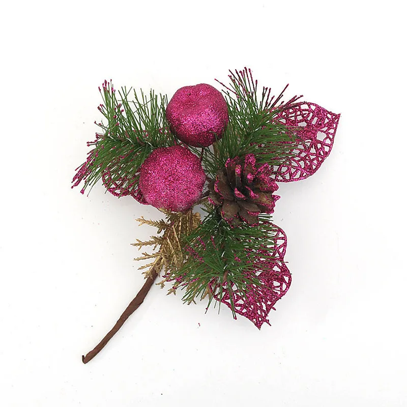 23CM-Christmas-Tree-Glitter-Gold-Sliver-Pine-Needles&-Cones-Mixed-Cuttings-Hanging-Xmas-Party-Ornament-Decorations-MR0126 (6)