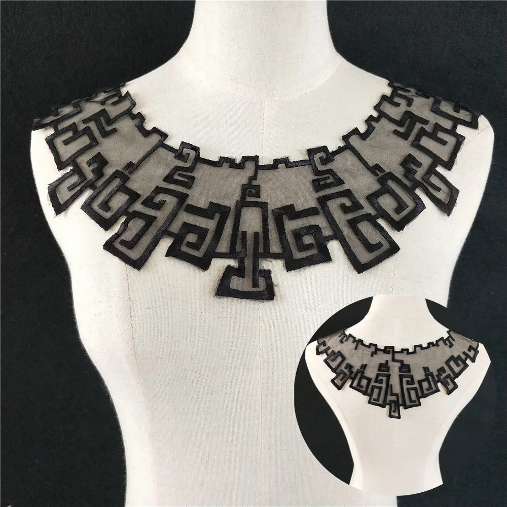 

Front/Back Lace Neckline DIY Sewing Garment Accessory embroidered Applique Lace Fabric african Lace Collar trim Wedding dress