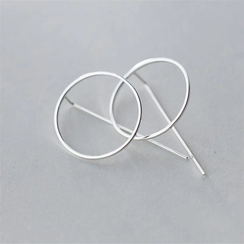 100% Серебро 925-й пробы простые круглые преувеличенные серьги-гвоздики ювелирный тренд женские популярные серьги распродажа E4960