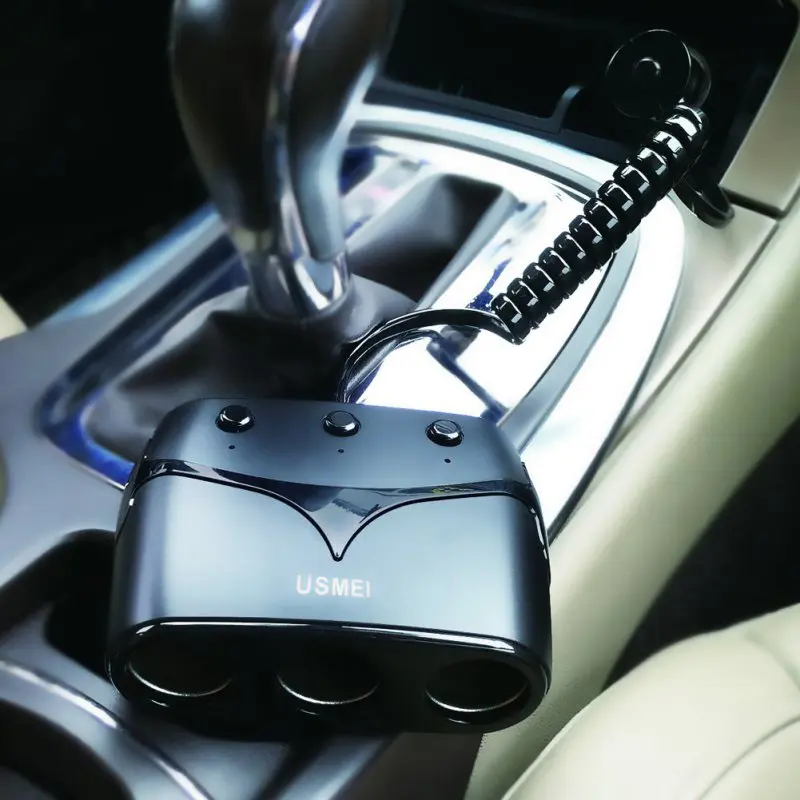 Двойной usb порт 3 полосная розетка для автомобильного прикуривателя разветвитель