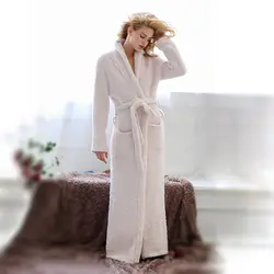 Унисекс для мужчин и женщин камвольной микрофибры ультра длинные полной длины Теплый банный халат пижамы Lounge одежда