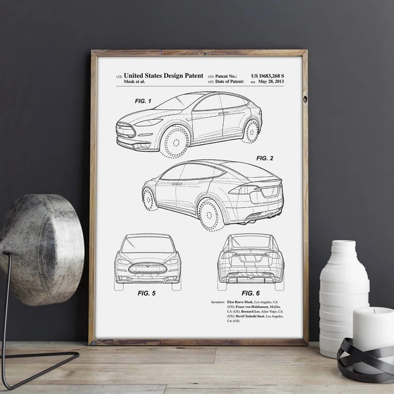 Tesla Model X Artwork Prints Home Decor