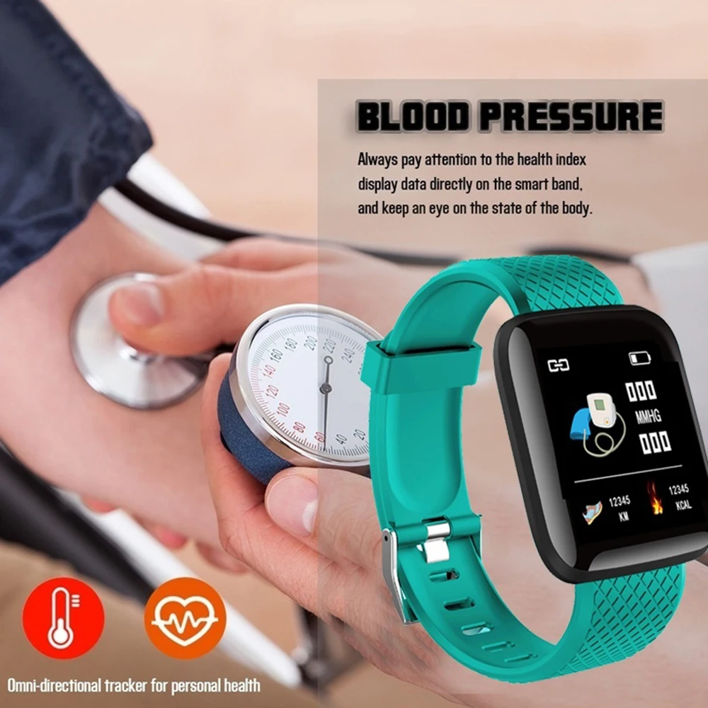 Умный Браслет 116 PLUS с цветным экраном D13, мониторинг сердечного ритма, кровяного давления, отслеживание движения, IP67, водонепроницаемые Смарт-часы ЭКГ