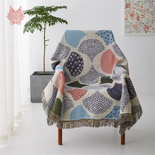 Пасторальные листья, вязаное Хлопковое полотенце на диван, покрывало, одеяло для стула, кровати, с кисточкой, funda sillon capa de sofa SP5463 - Цвет: Color per pic
