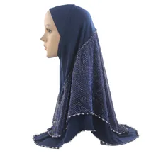 Мусульманский женский хиджаб исламский шарф женщина Амира Кепка из слоя мерцающий морщинка украшение мягкий стрейч
