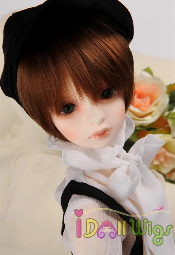 

Free shipping heat resistant Synthetic short brown BJD doll boy hair wigs bjd 1/3 1/4 1/6 1/8 for Choice on sale