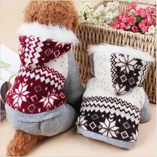 Dog Clothes Soft Snowflake Christmas Very Thick Four Feet Leisure Parkas Jumpsuits Winter Clothes For Dogs Free Shipping-B