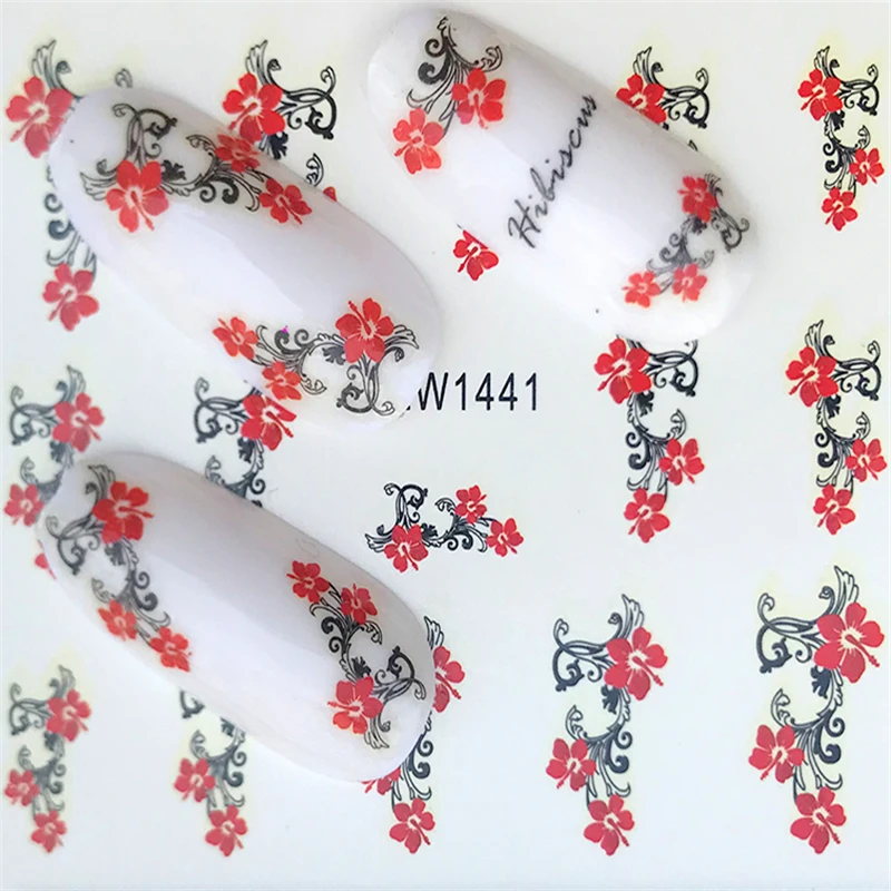 WUF 1 лист наклейки для ногтей Бабочка Лето Красочные переводные наклейки для ногтей УФ гель лак DIY наклейки