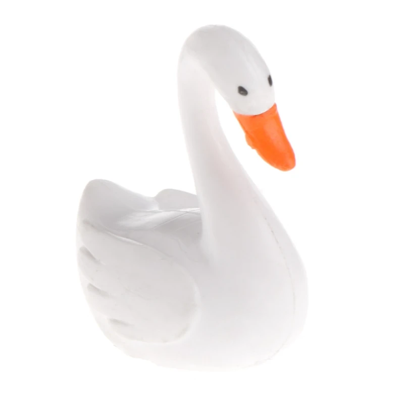 Моделирование игрушки животных черный, белый цвет реалистичные Лебедь орнамент Micro пейзаж Декор - Цвет: Белый