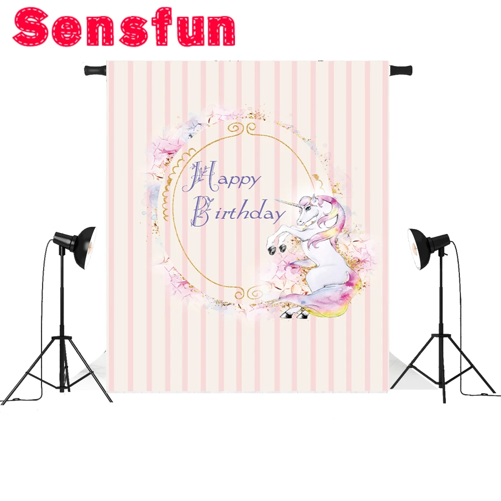 

Sensfun photographic background Unicorn Party birthday Custom Photo Studio backdrop photocall 5x7ft
