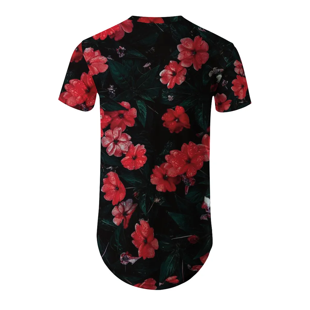 Flower Plus Size T-Shirts 2019 Summer Mens Clothing Round Neck Short Sleeve 3D Tee Top Fitness Tshirts Streetwear Male T-shirts