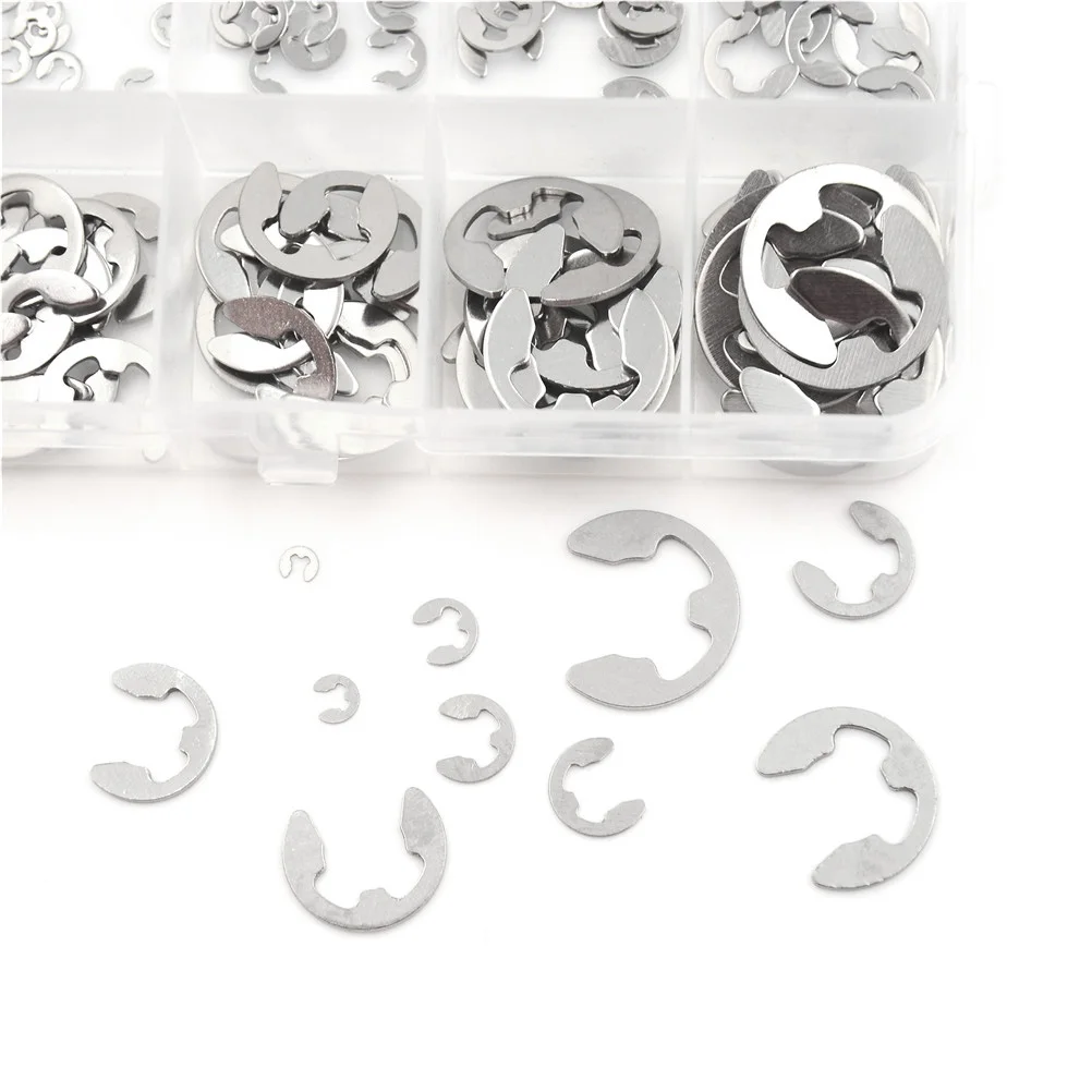 120PCS/Lot Stainless Steel E clip Washer Assortment Kits 8/9/10/11/12