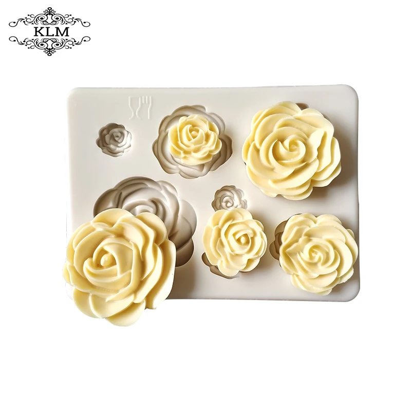 

KLM-00197 3D 7 pcs Rose Flower Silicone Fondant Mold Gum Paste Sugar Craft Cake Decorating Baking Tools