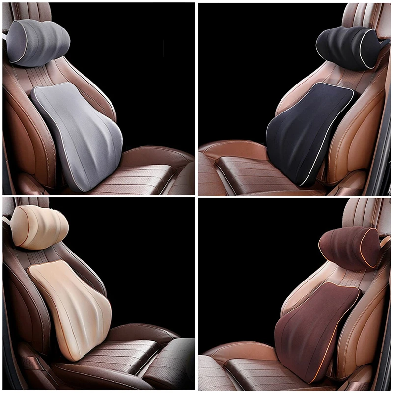 Universal Car Neck Waist Pillow Cushion Set Auto Head Rest Massage Back Support Headrest Filling Fibers Soft | Автомобили и