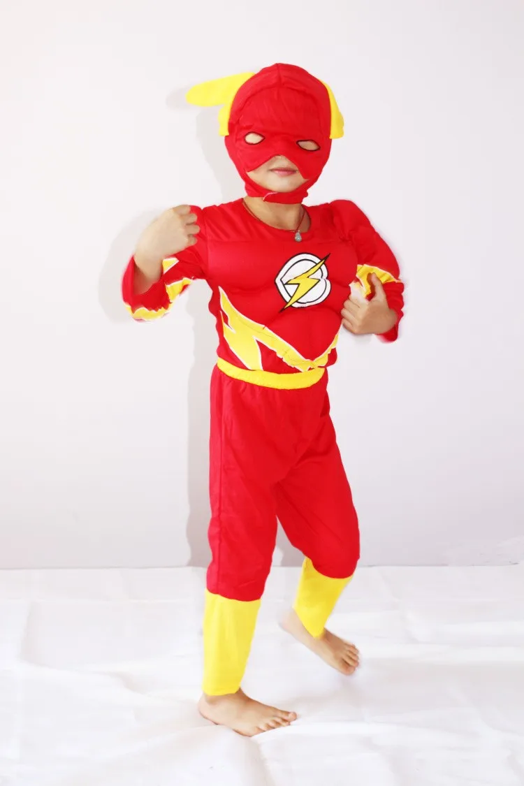 Костюм на день рождения; Детский костюм с мускулами из фильма «Капитан Америка»; костюм Человека-паука, Бэтмена, Халка, Мстителей для костюмированной вечеринки на Хэллоуин - Цвет: Flash man
