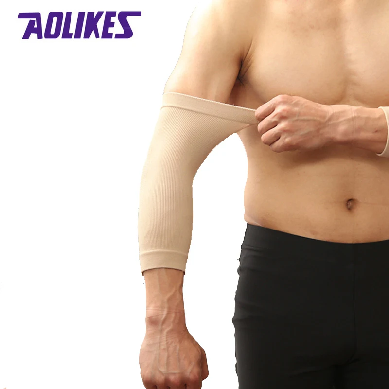 Aolikes 2 قطعة/زوج تنفس الرياضة الذراع الأكمام الرجال النساء كرة التنس الكرة الطائرة تشغيل الكوع ضغط حامي