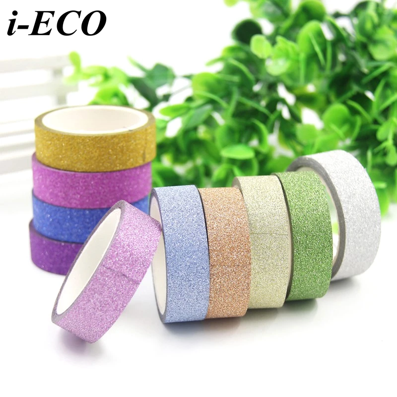 5PC 4M Colorful Glitter Matte Tapes Masking&Scrapbooking Paper Tape For