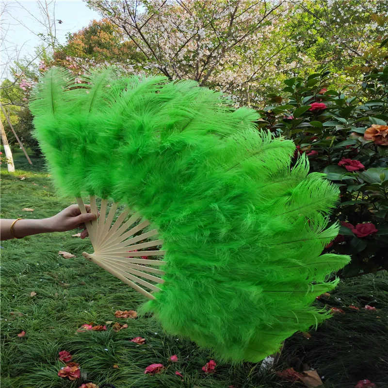 13 Bones Large White Feather Fans Dance Folding Soft Fluffy Hand Held Fan  Halloween Decoration Jewelery Performance Feather Fan