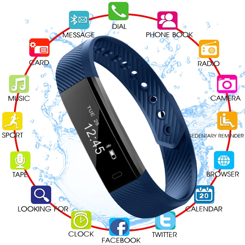 

Bluetooth Smart Waterproof Watches Wristband Fitness Tracker Sport Pedometer Smart Bracelet Women Men Smartband for IOS Android
