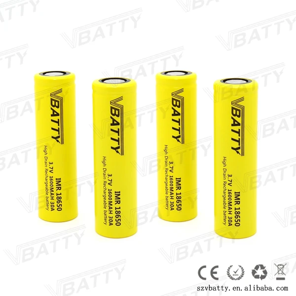 

Vbatty IMR 18650 1600mah 30A 3.7V battery with flat top PK HG2 VTC4 VTC5 HE2 HE4 25R UR18650NSX 18650(1 pc)