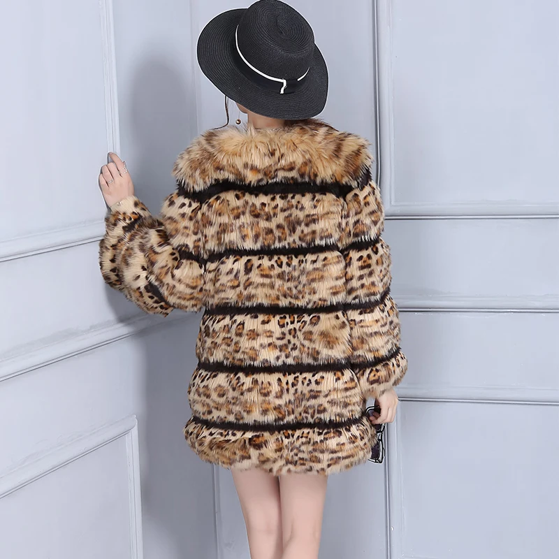 Nerazzurri леопардовое пальто женское пушистое зимнее пальто из искусственного меха Роскошная теплая Женская куртка размера плюс пальто из искусственного меха лисы 5XL 6XL 7XL