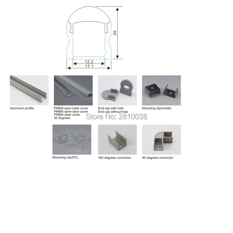 Perfil de Alumínio Graus para Luzes de Parede Led e Linear Canal com Lente de 30 Conjuntos Lote Casa Design Led Embutidas 100x1 m - 2 Luzes LED p bar