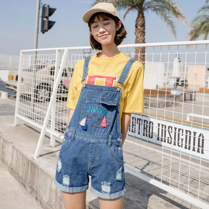 denim short romper womens