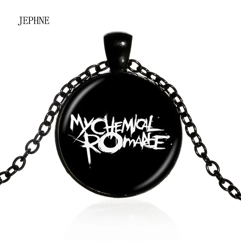 

JEPHNE Jewelry Women's Fashion Rock Band My Chemical Romance Pendant Necklace Photo Art Glass Cabochon Gift For Music Lover
