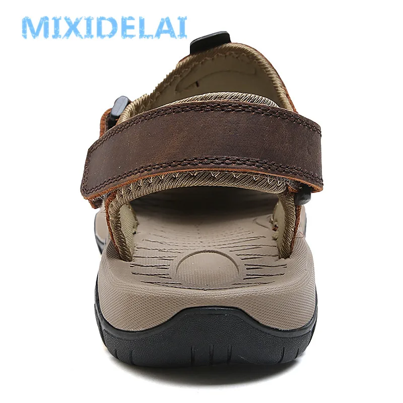 MIXIDELAI New Summer Men's Shoes Outdoor Casual Shoes Sandals Genuine Leather Non-slip Sneakers Men Beach Sandals Big Size 38-46