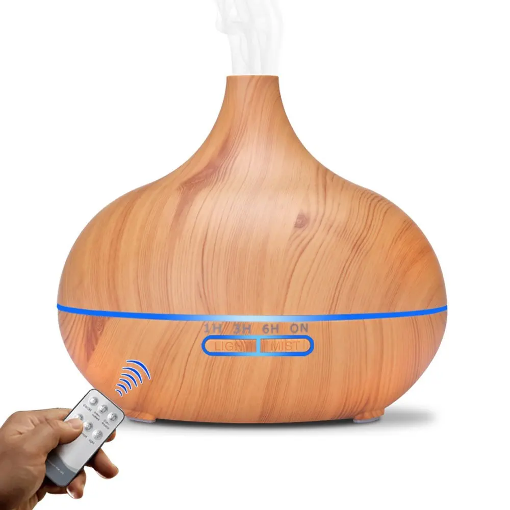 550ML Electric Aroma Diffuser Ultrasonic Air Humidifier LED Lamp Aromatherapy Mist Maker Remote Control Essential Oil Diffuser