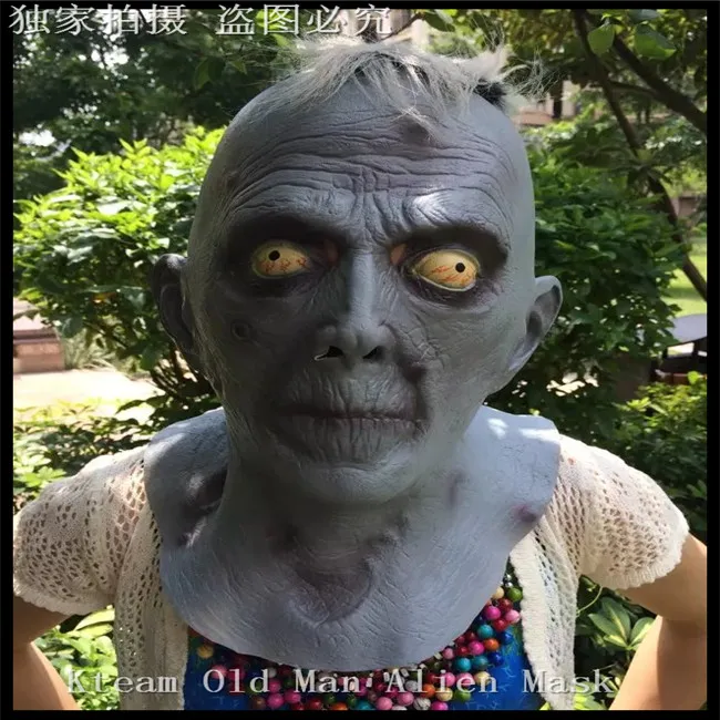 

Free shipping The Eco-friendly Halloween Party Cosplay Adult Accessories Realistic Latex Old Man Mask Horror Alien UFO Mask