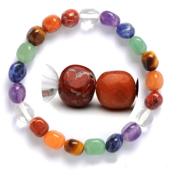 

New 7*9mm Natural Stone 7 Chakra Yoga Reiki Energy Agate Amethyst Colorful Beads Bracelet Lava Yoga Healing Meditation Jewelry