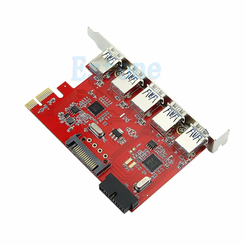 5 портов USB3.0 концентратор для PCI-E Express Card Adapter 20pin 15pin SATA для XP WIN 7 8