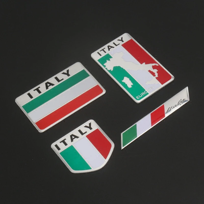 

10PCS Italy Flag Thin Aluminium Label Emblem Chrome Car Styling Sticker Long Square Shield for Fiat Ferrari Alfa Romeo Maserati