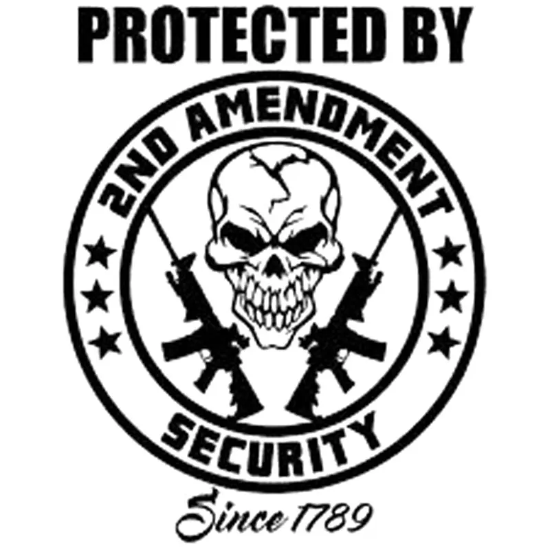 

12.5CM*15.5CM Protected By 2nd AmendMent Security Vinyl Decal Sticker Home Bumper Gun Car Sticker Black/Sliver C8-0268