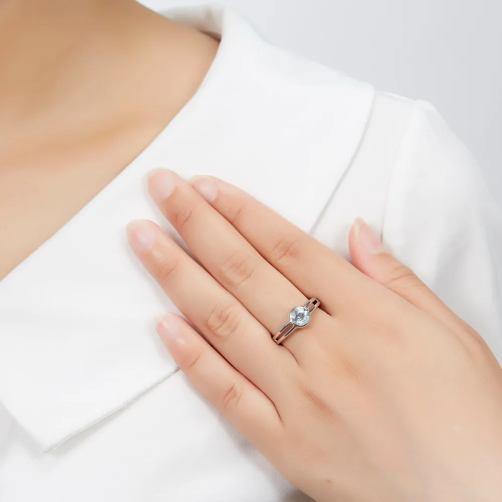 Женское кольцо из серебра 925 пробы с натуральным аквамарином|fine jewelry|925 sterling gemstone