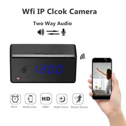 Беспроводной настольные часы Камера HD 720 P Мини Wi-Fi P2P IP часы Камера тревожные установка ИК Ночное видение мини Камера DVR видеокамера