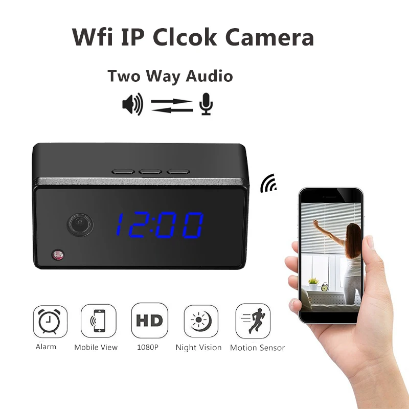 Беспроводной настольные часы Камера HD 720 P Мини Wi Fi P2P IP тревожные установка ИК