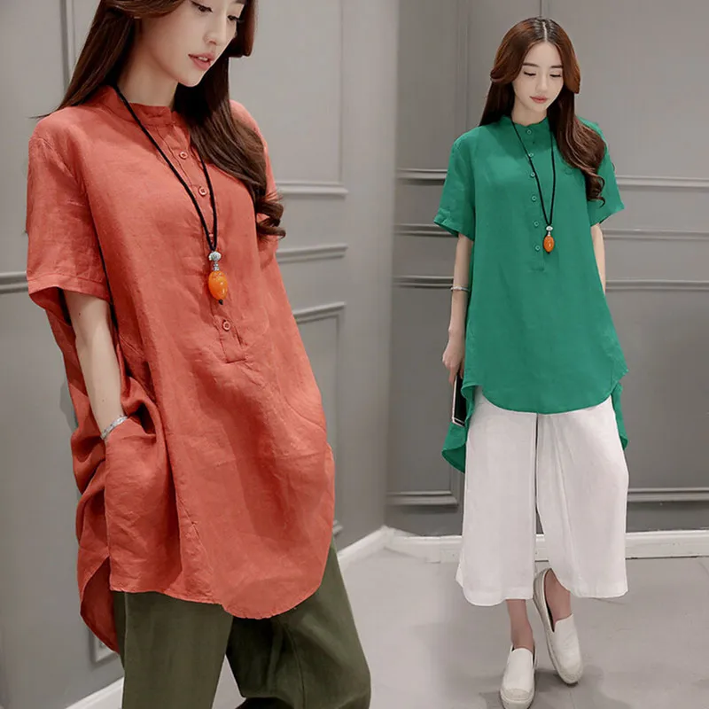 Aliexpress.com : Buy Summer fashion women cotton linen long blouse wide ...