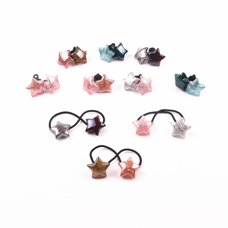 

1Pair Cute pentagram hair rope women girls hair ring accessories for kids Elastic hair rubber bands Scrunchie headdress