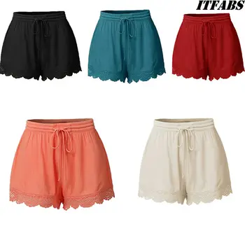 

Hot Sale Women Ladies Fashion Casual Summer Skirt Holiday Cotton Mini Floral Lace Beach Casual Soft Shorts Plus Size