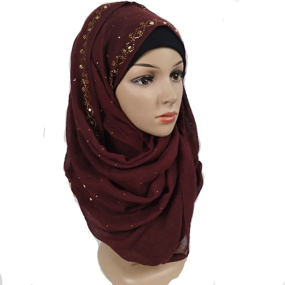R19 высокого качества со стразами обувь вискоза хиджаб шарф платок для женщин с запахом шарф-лента шарфы 180*80 см 10 шт./лот