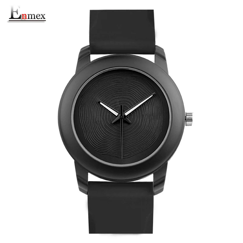 Подарок Enmex креативный стиль женские наручные часы черный 3D вихревой циферблат Креативный дизайн силиконовый ремешок светящиеся Короткие повседневные кварцевые часы
