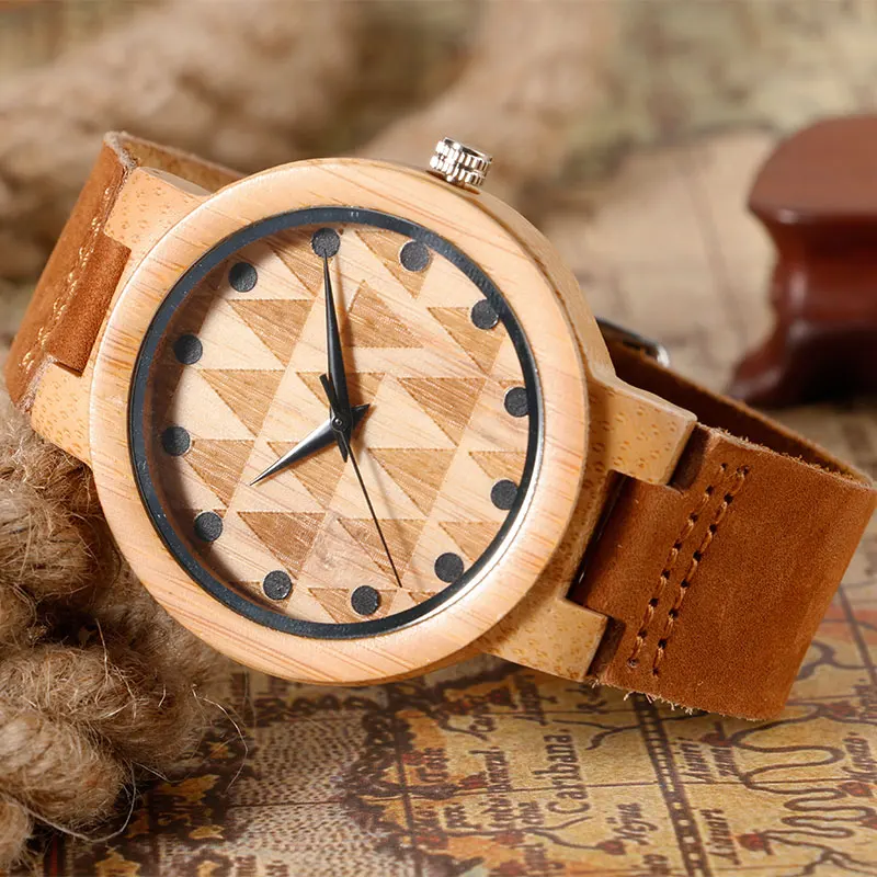 Фото Модные часы из натурального дерева специальные дизайнерские кварцевые с